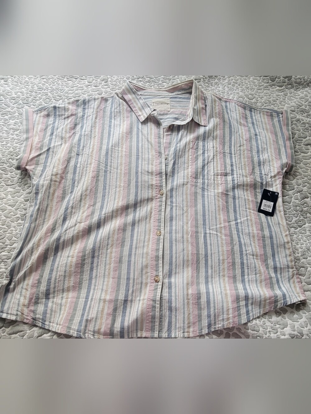 Lucky Brand Pastel Striped Short-Sleeve Button-Down Shirt
